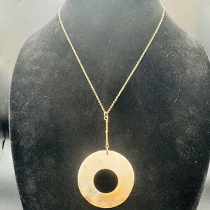 Circle Shell Pendant Silver Necklace